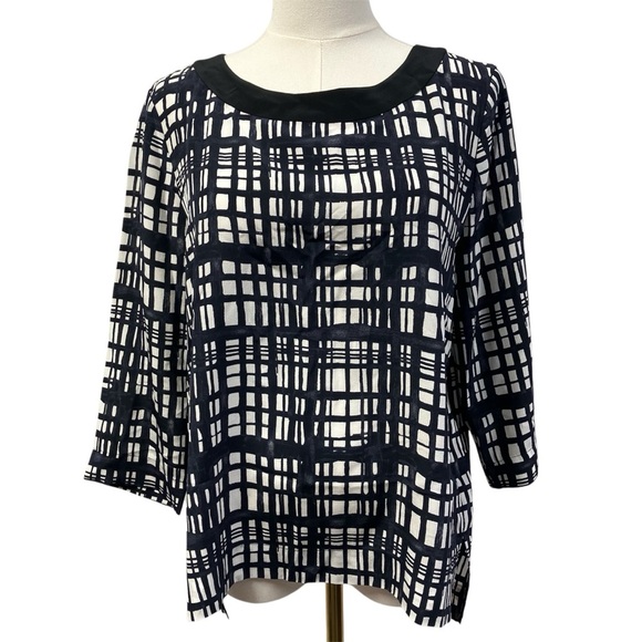 Madewell 3/4 Geometric Print 100% mulberry silk blouse women’s s luxury classy‎ - Picture 1 of 13